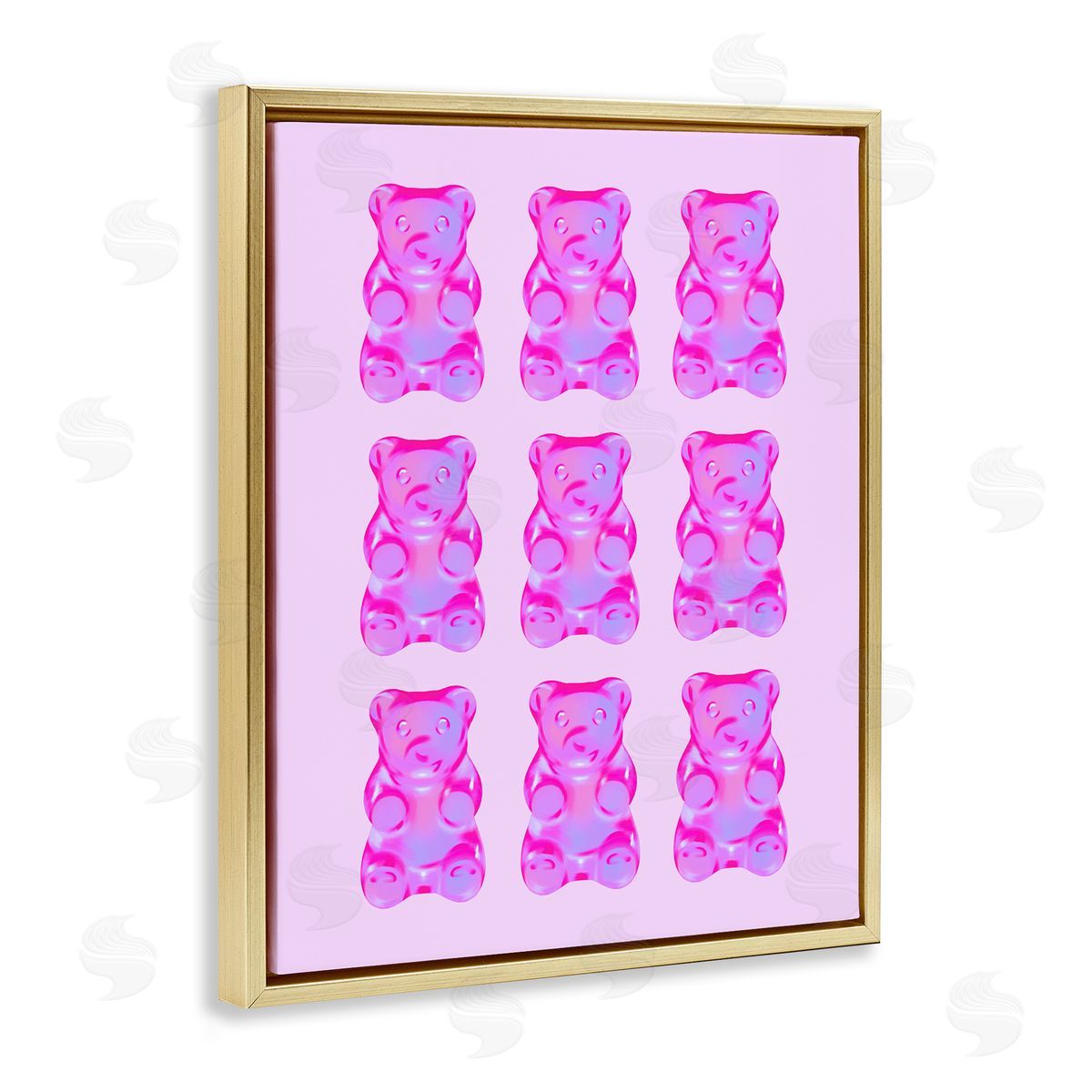Purple Ombre Candy Bears Gold Floating Frame Canvas Wall Art, Home Decor by House of Lulu