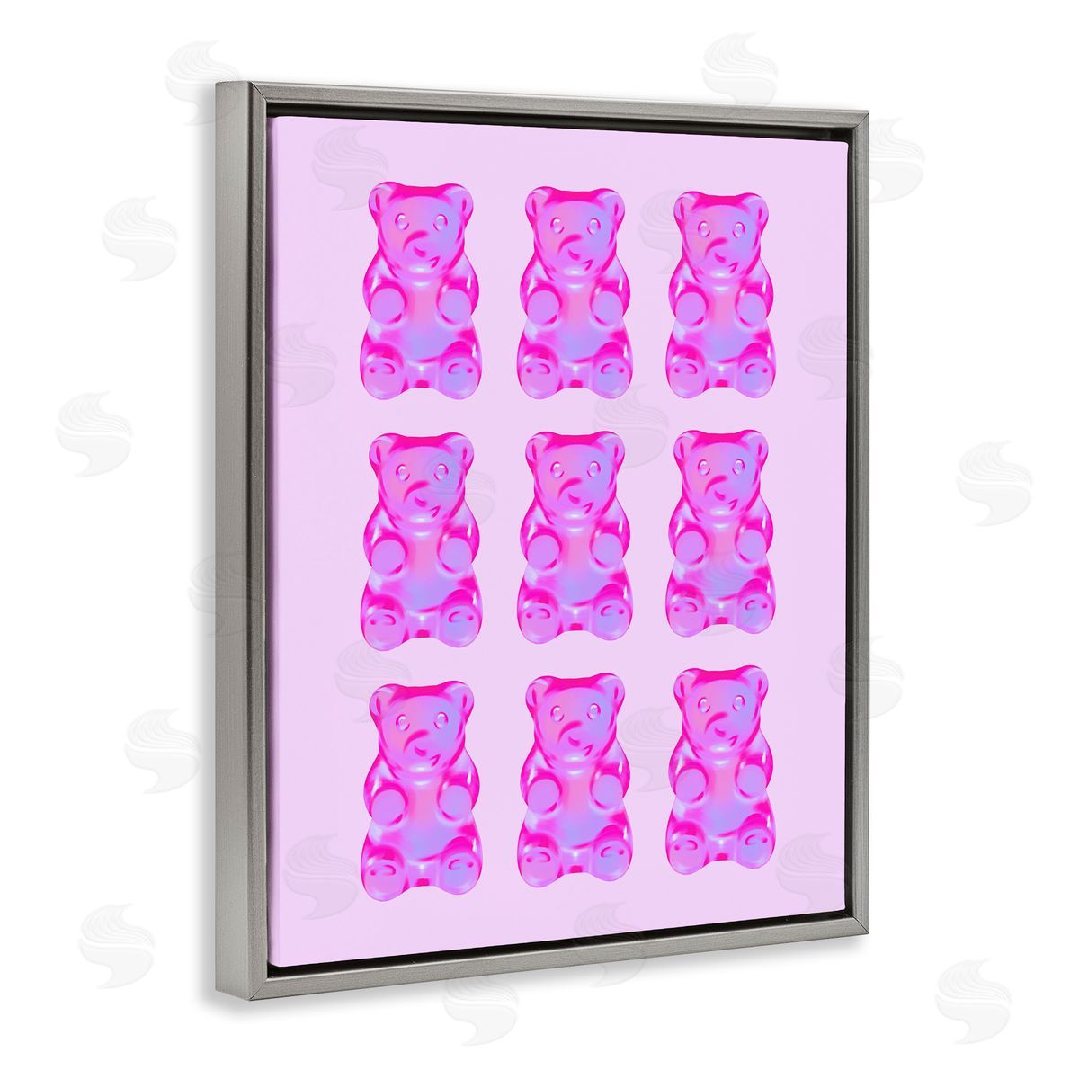 Purple Ombre Candy Bears Grey Floating Frame Canvas Wall Art, Home Decor by House of Lulu
