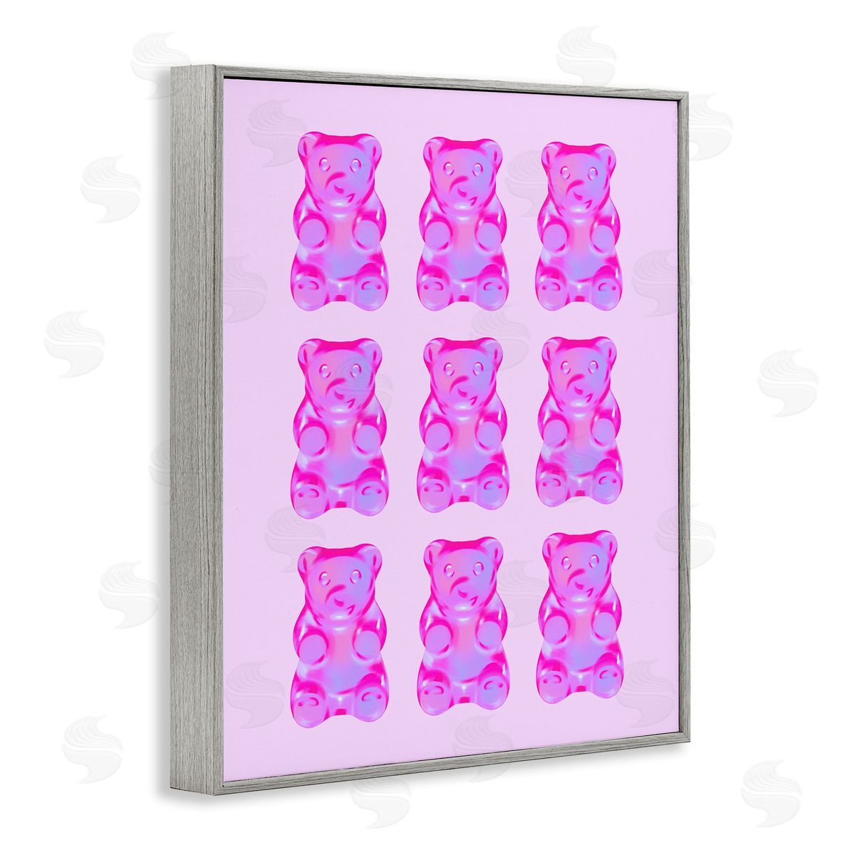 Purple Ombre Candy Bears Grey Frame Print Wall Art, Home Decor by House of Lulu