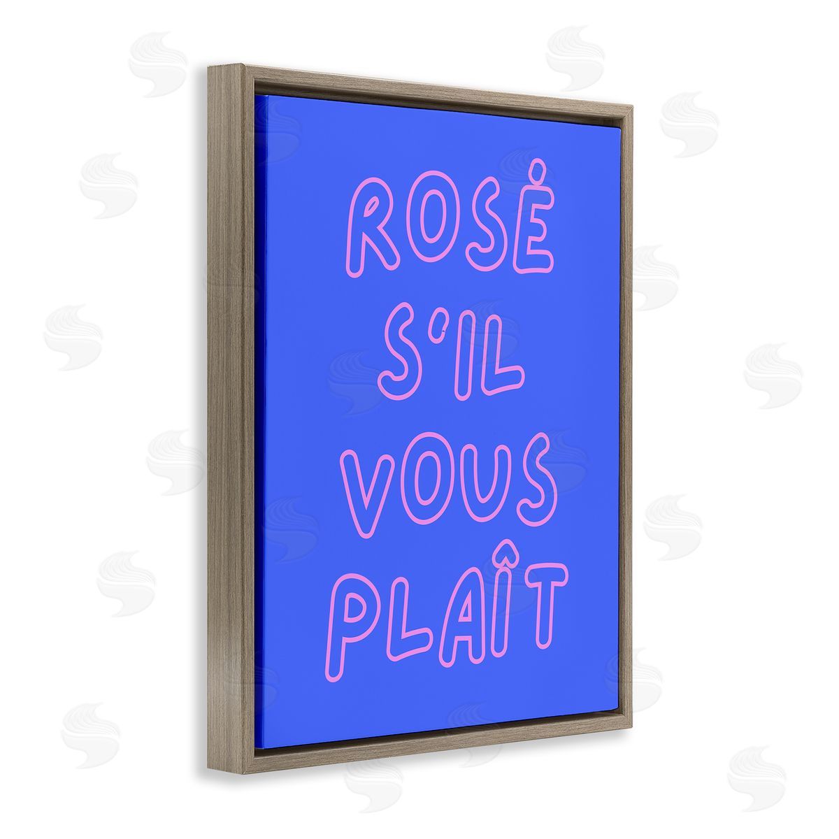 Rosé Please Phrase Brown Floating Frame Canvas Wall Art, Home Decor by House of Lulu