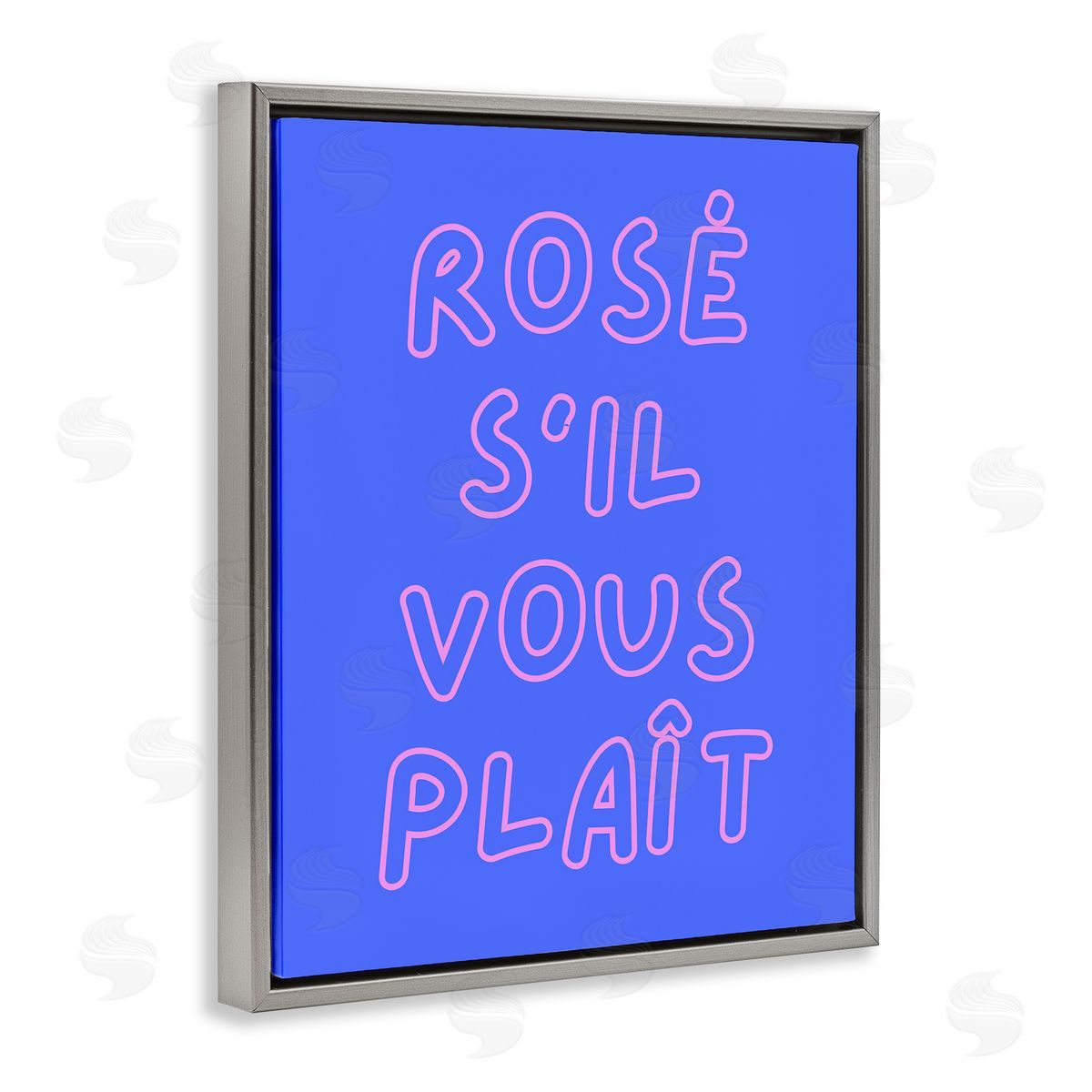 Rosé Please Phrase Grey Floating Frame Canvas Wall Art, Home Decor by House of Lulu