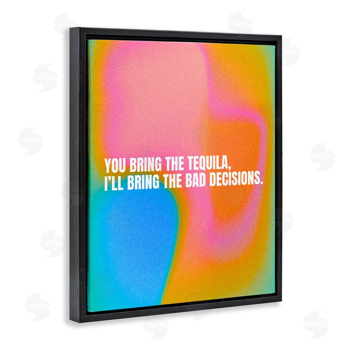 Tequila & Bad Decisions Black Floating Frame Canvas Wall Art, Home Decor by House of Lulu