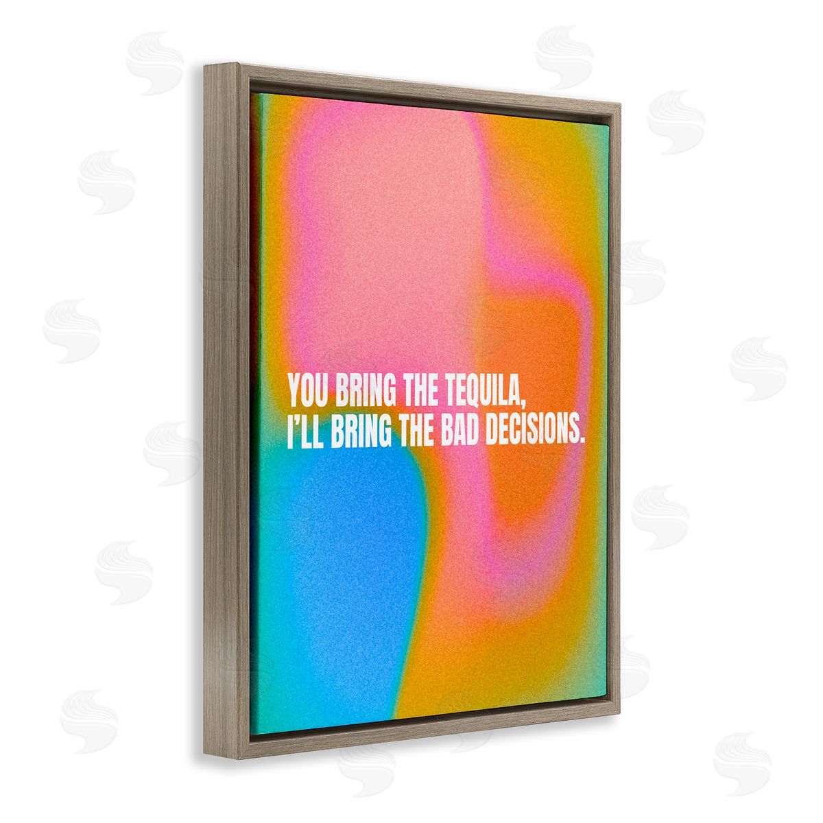 Tequila & Bad Decisions Brown Floating Frame Canvas Wall Art, Home Decor by House of Lulu