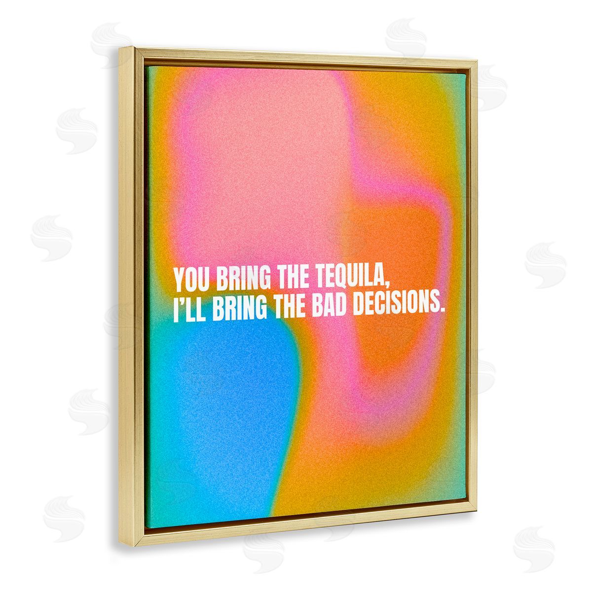 Tequila & Bad Decisions Gold Floating Frame Canvas Wall Art, Home Decor by House of Lulu