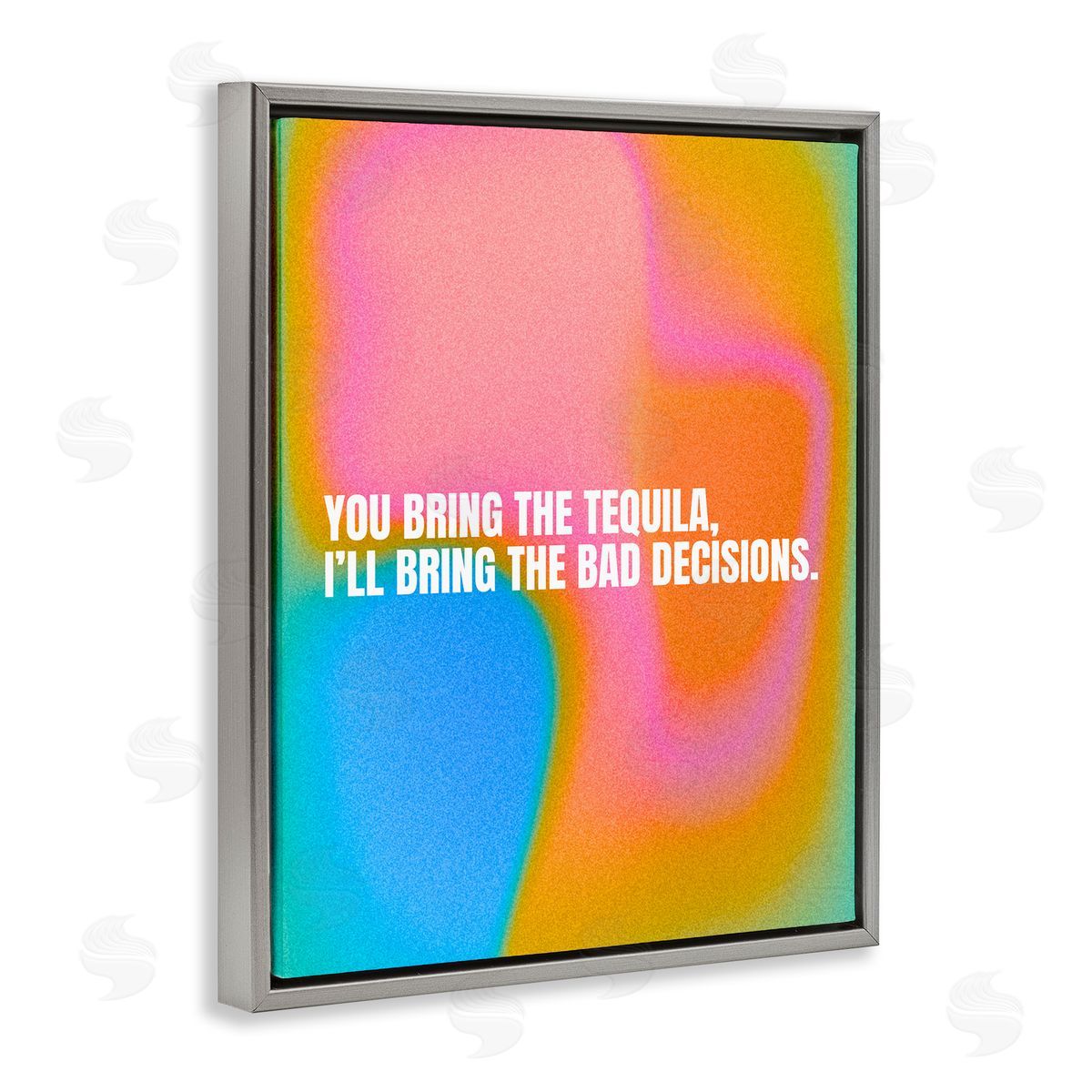 Tequila & Bad Decisions Grey Floating Frame Canvas Wall Art, Home Decor by House of Lulu