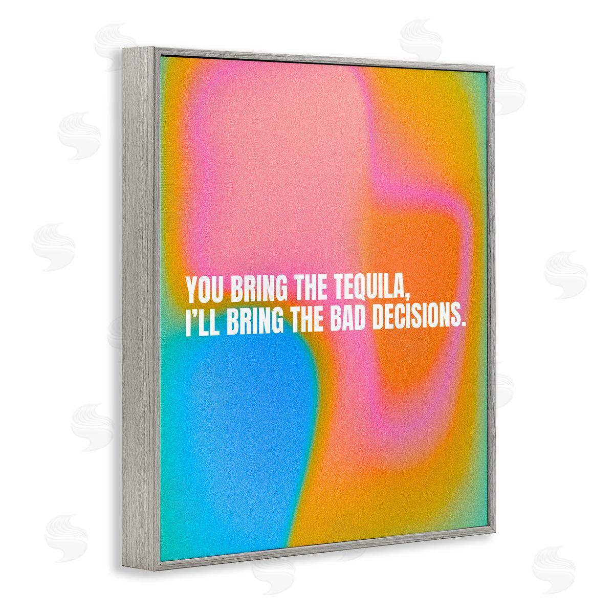 Tequila & Bad Decisions Grey Frame Print Wall Art, Home Decor by House of Lulu