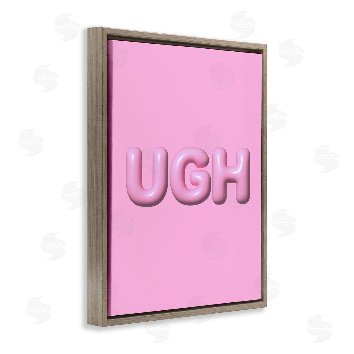 Pink Ugh Balloon Letters Brown Floating Frame Canvas Wall Art, Home Decor by House of Lulu