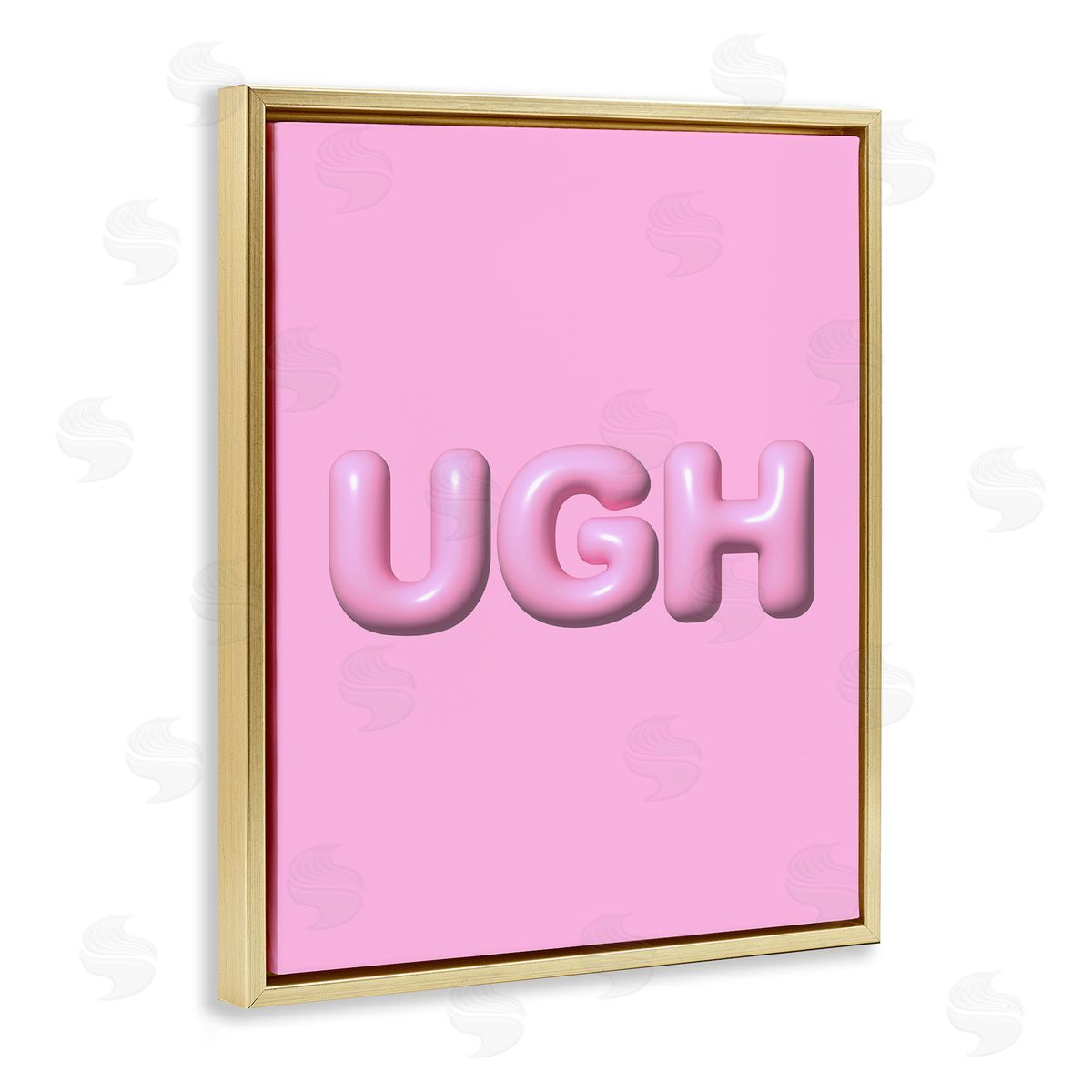 Pink Ugh Balloon Letters Gold Floating Frame Canvas Wall Art, Home Decor by House of Lulu