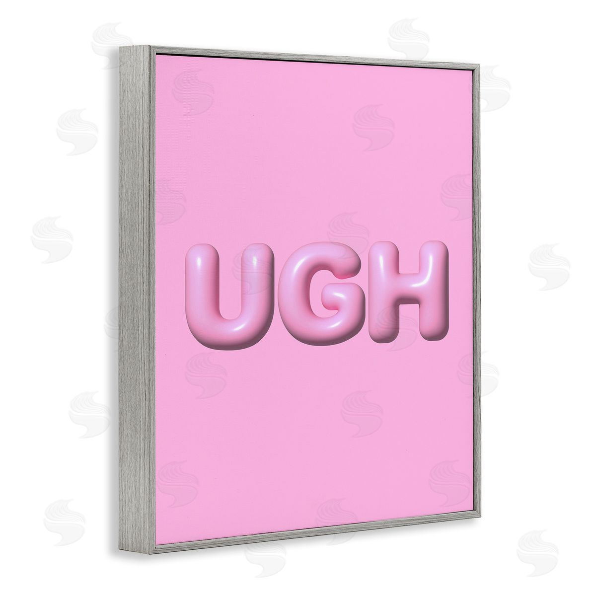 Pink Ugh Balloon Letters Grey Frame Print Wall Art, Home Decor by House of Lulu