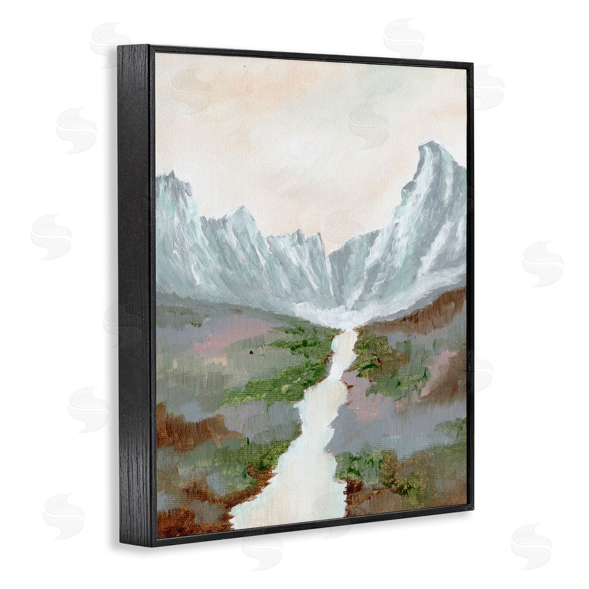 Scenic Valley River Black Frame Print Wall Art, Home Decor by Nikita Jariwala