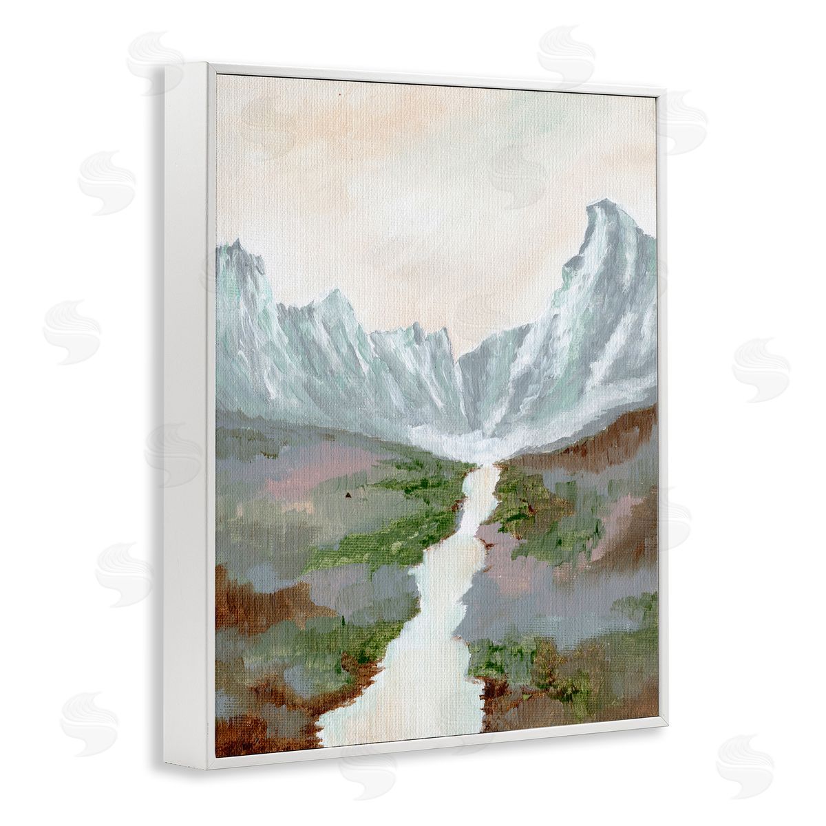 Scenic Valley River White Frame Print Wall Art, Home Decor by Nikita Jariwala
