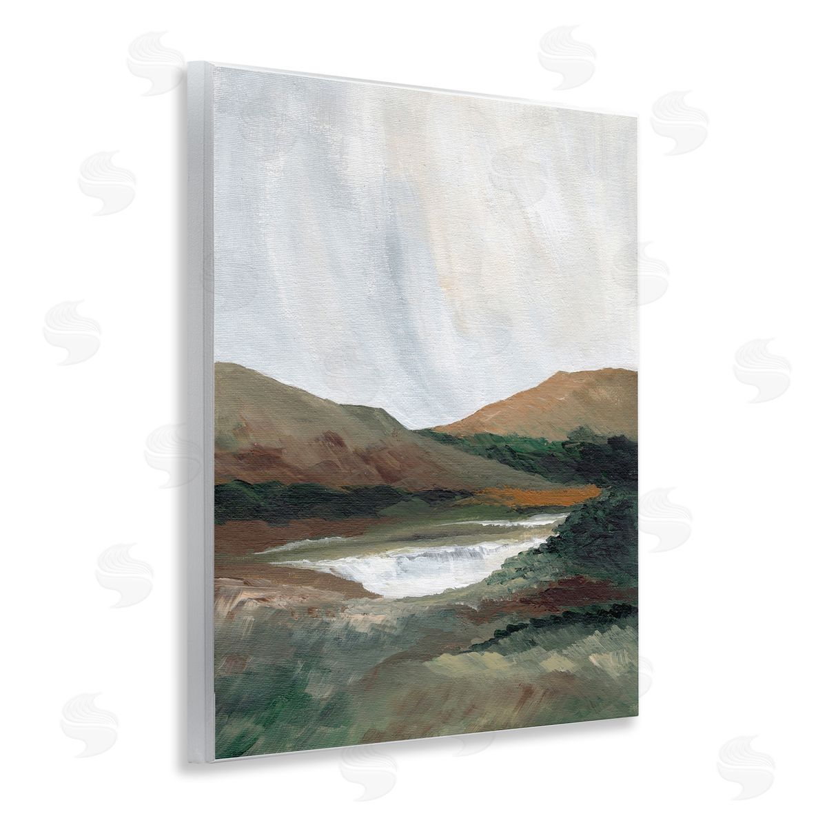 Two Mountains with Pond Wood Plaque Wall Art, Home Decor by Nikita Jariwala