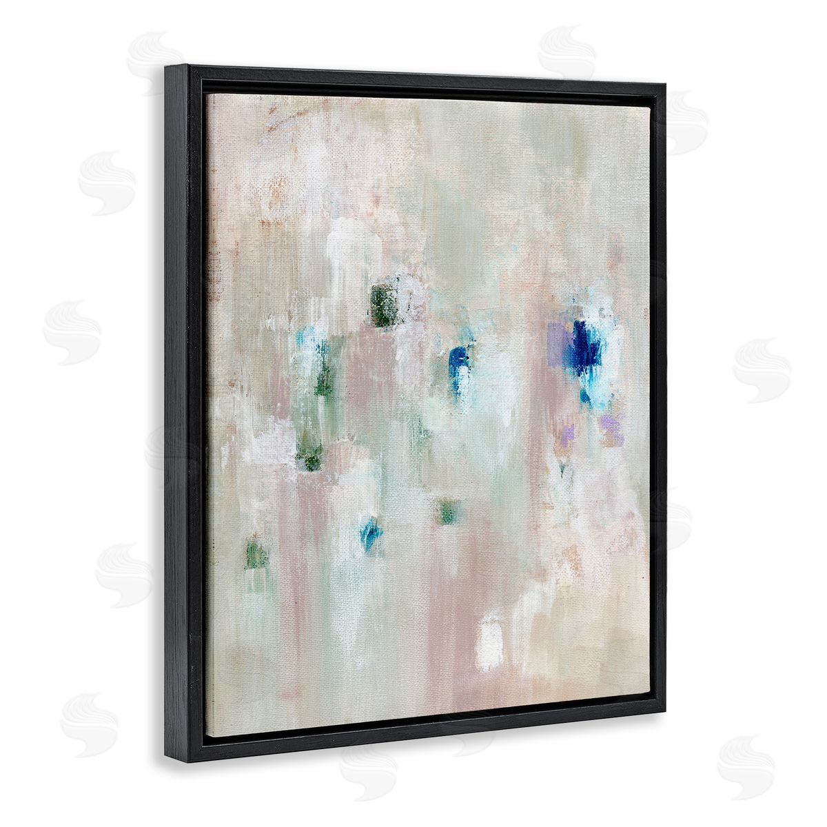 Neutrals with Blue Spots Black Floating Frame Canvas Wall Art, Home Decor by Nikita Jariwala