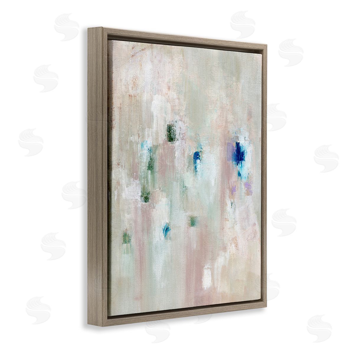 Neutrals with Blue Spots Brown Floating Frame Canvas Wall Art, Home Decor by Nikita Jariwala