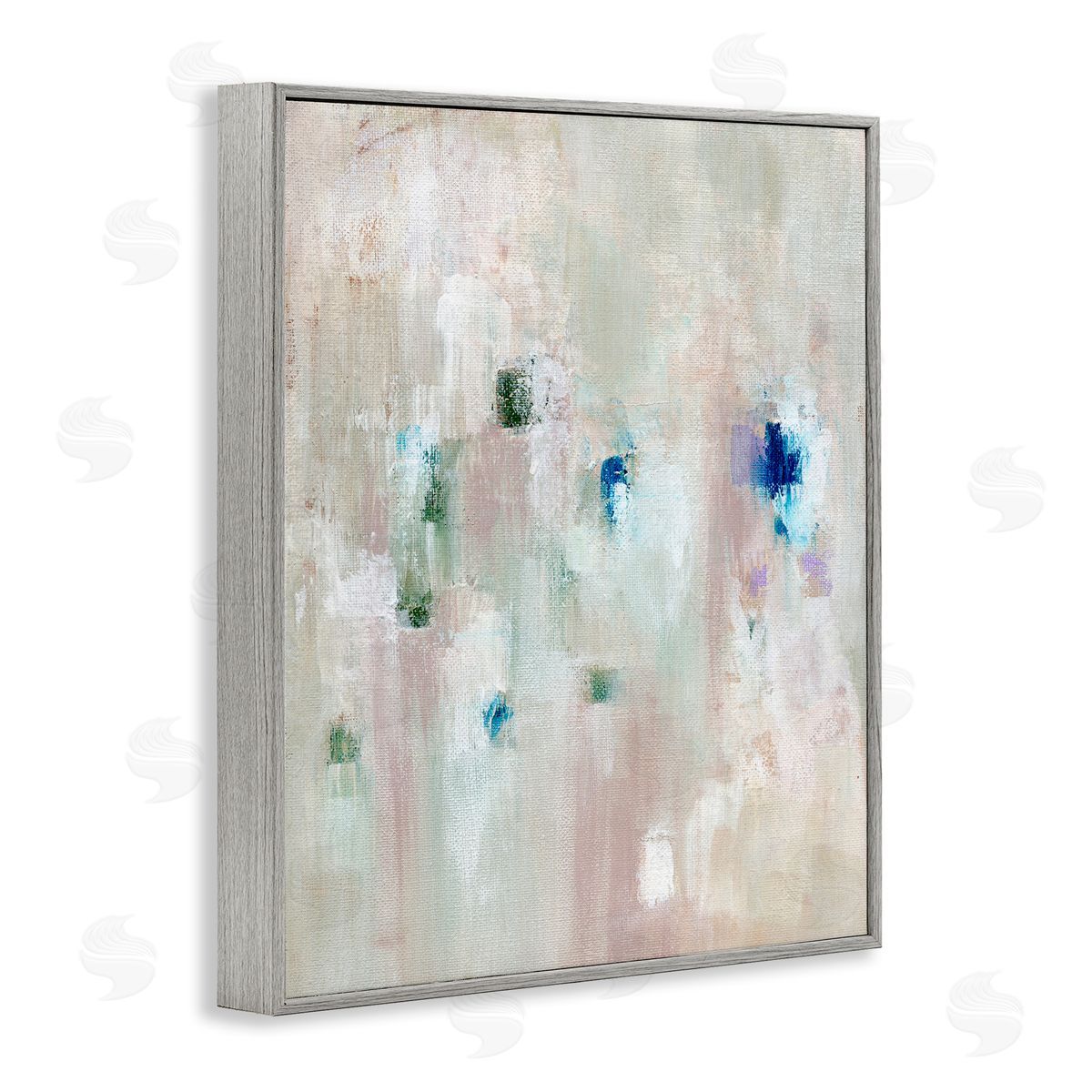 Neutrals with Blue Spots Grey Frame Print Wall Art, Home Decor by Nikita Jariwala