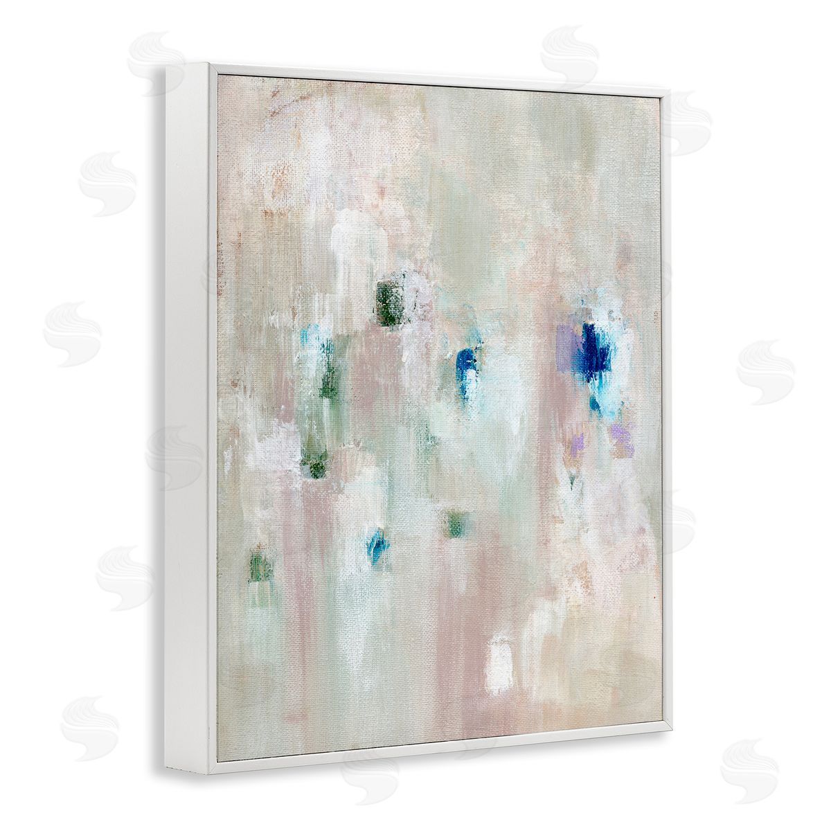 Neutrals with Blue Spots White Frame Print Wall Art, Home Decor by Nikita Jariwala