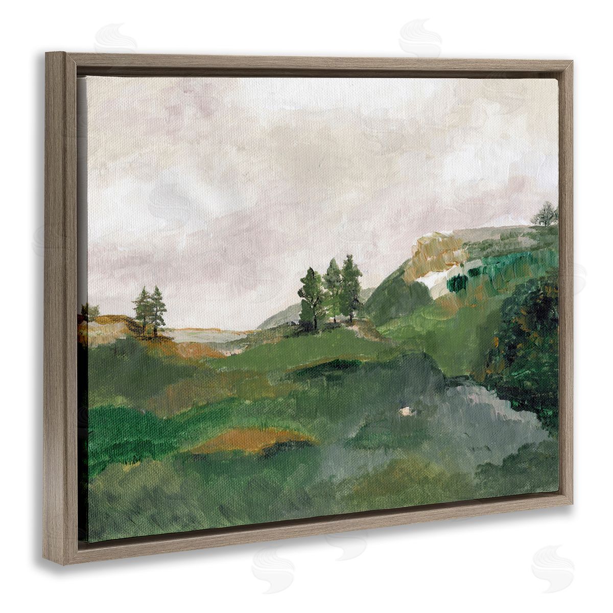 View From Grandma's Window Brown Floating Frame Canvas Wall Art, Home Decor by Nikita Jariwala