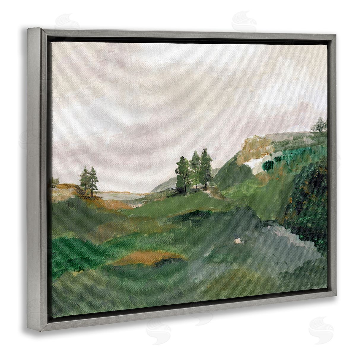 View From Grandma's Window Grey Floating Frame Canvas Wall Art, Home Decor by Nikita Jariwala
