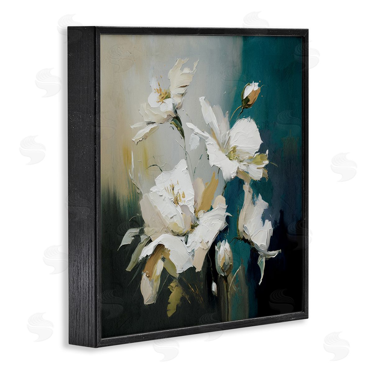 Painterly Daubed Flowers Black Frame Print Wall Art, Home Decor by Svetlana Aleynikova