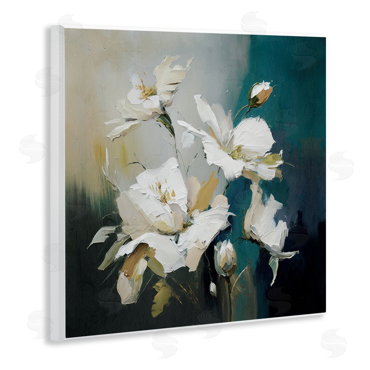 Painterly Daubed Flowers Wood Plaque Wall Art, Home Decor by Svetlana Aleynikova