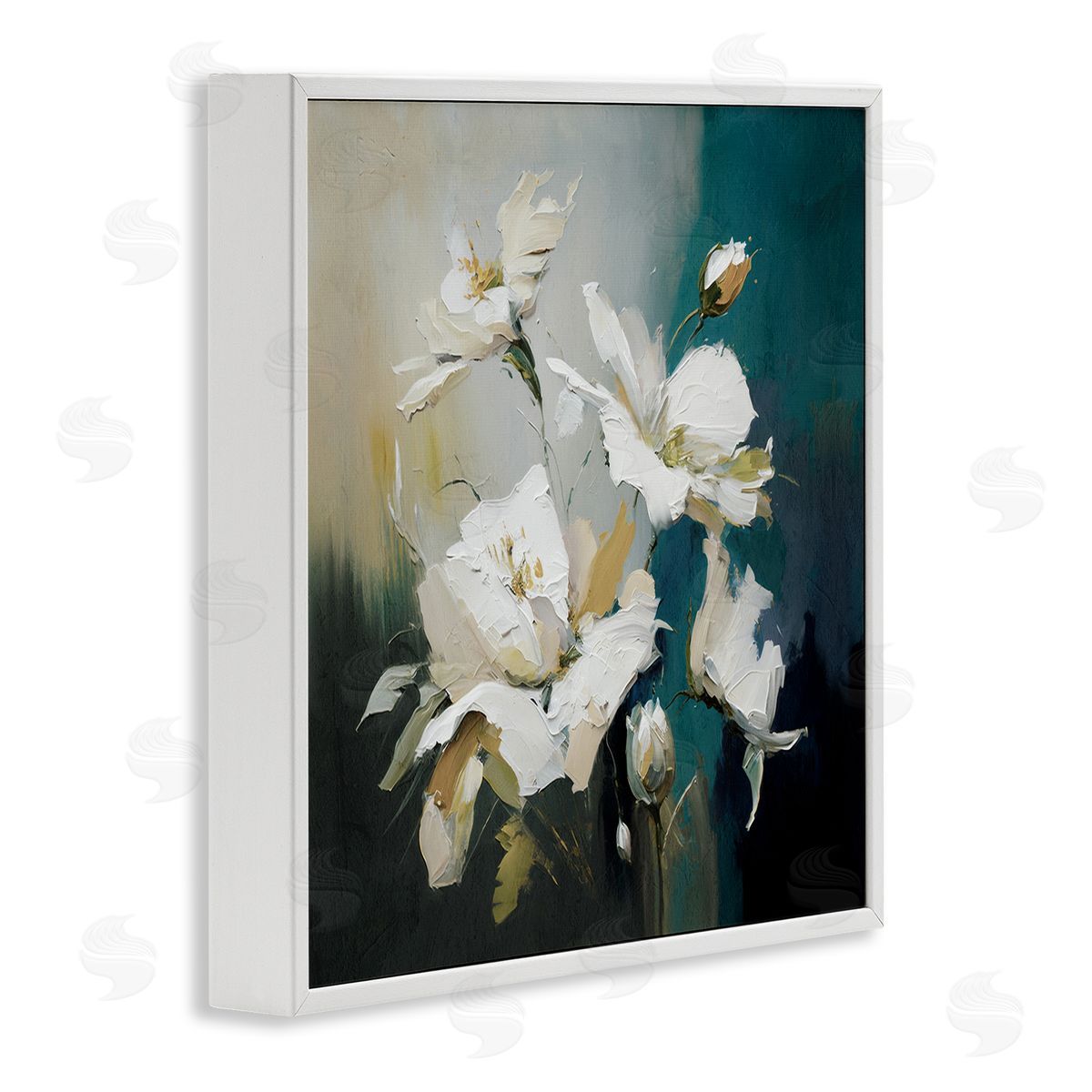 Painterly Daubed Flowers White Frame Print Wall Art, Home Decor by Svetlana Aleynikova