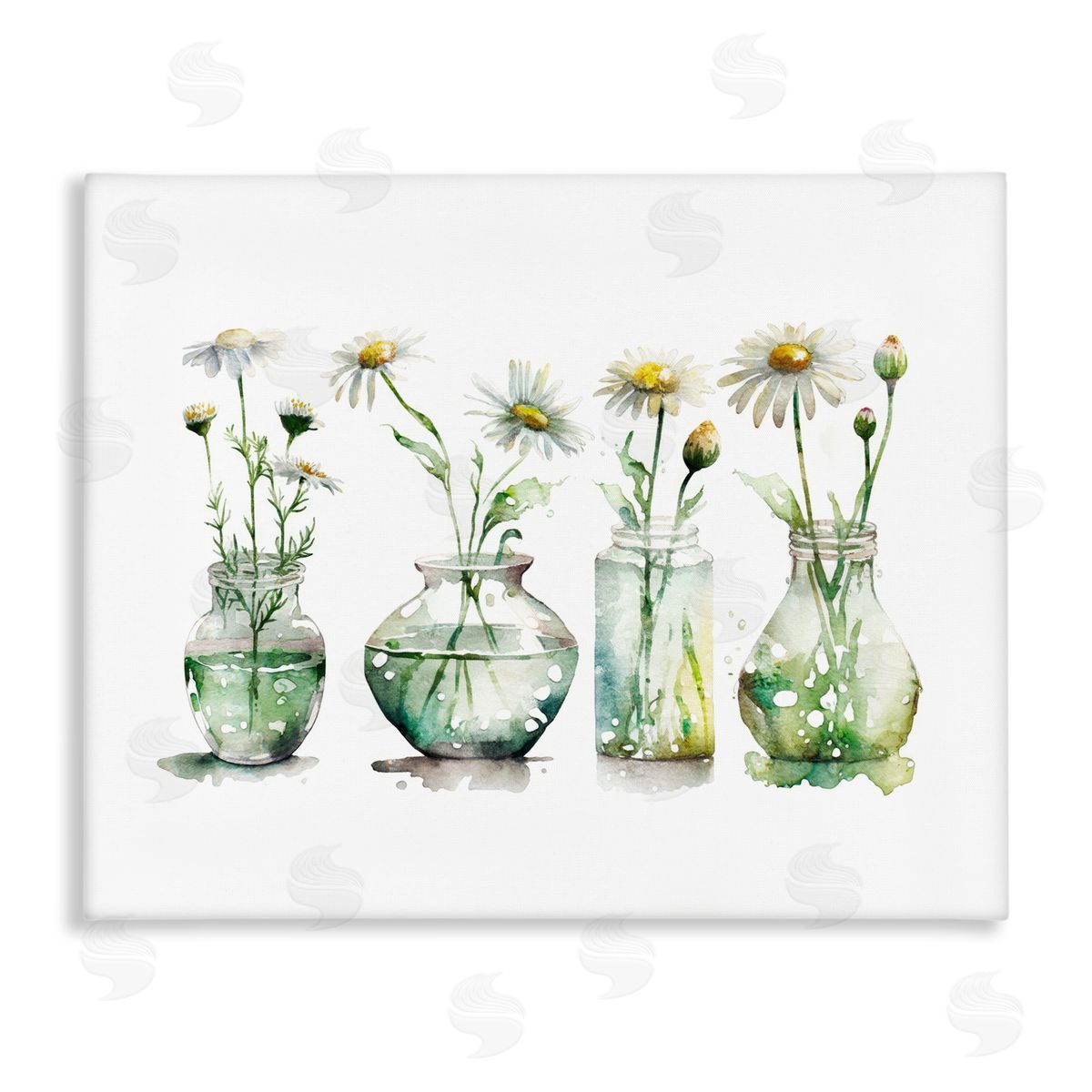 Glass Vases Daisies Canvas Wall Art, Home Decor by Svetlana Aleynikova