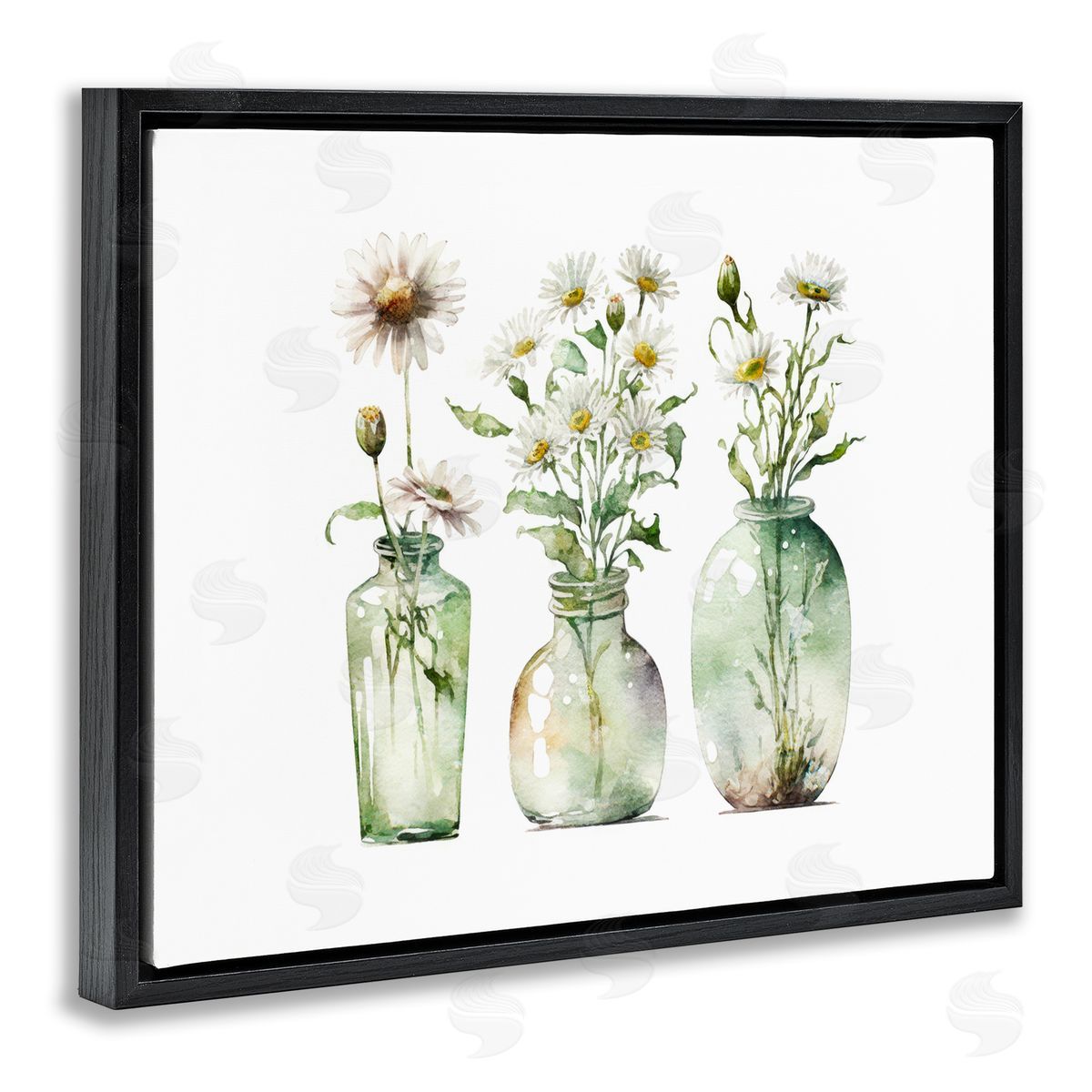 Delicate Glass Vases Black Floating Frame Canvas Wall Art, Home Decor by Svetlana Aleynikova