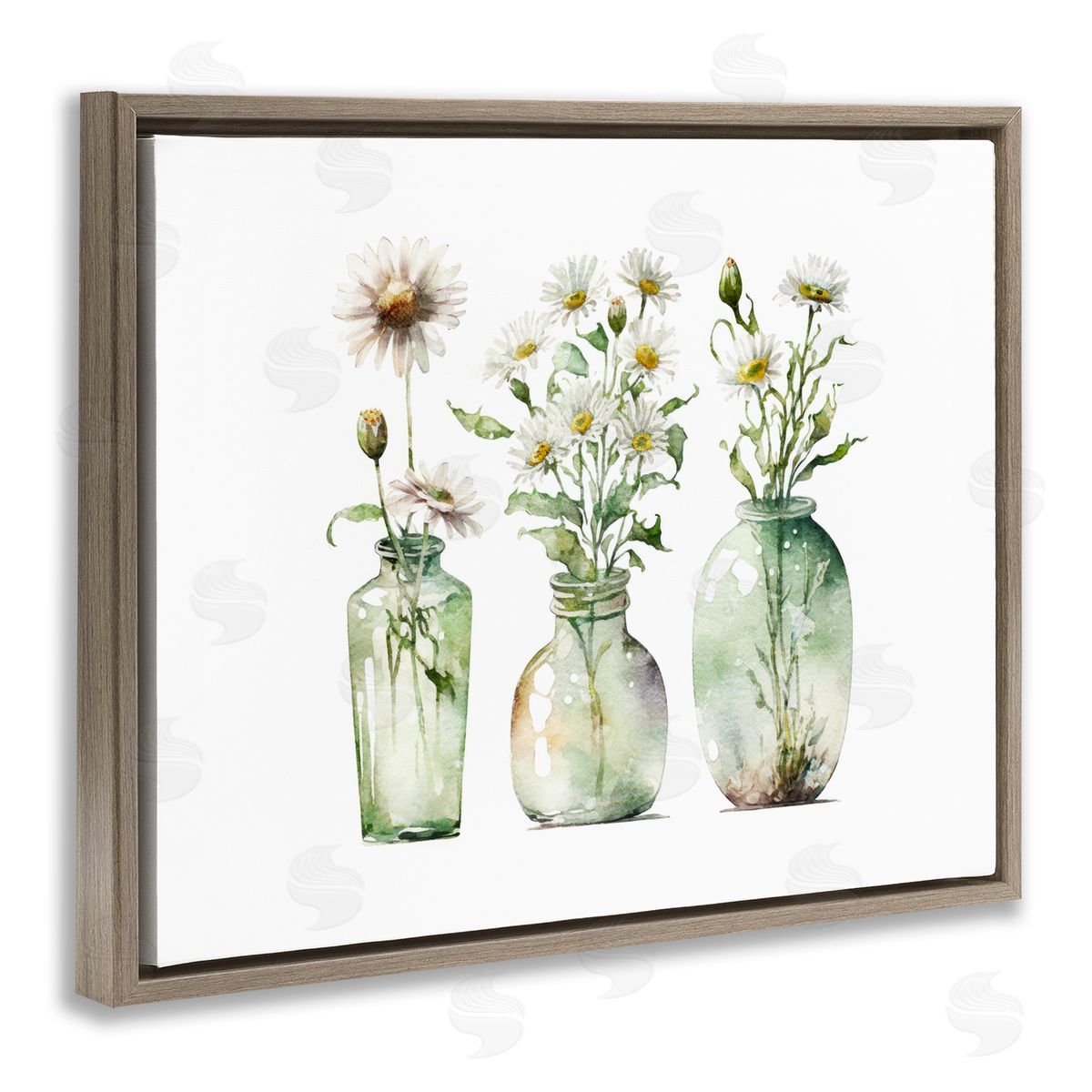 Delicate Glass Vases Brown Floating Frame Canvas Wall Art, Home Decor by Svetlana Aleynikova
