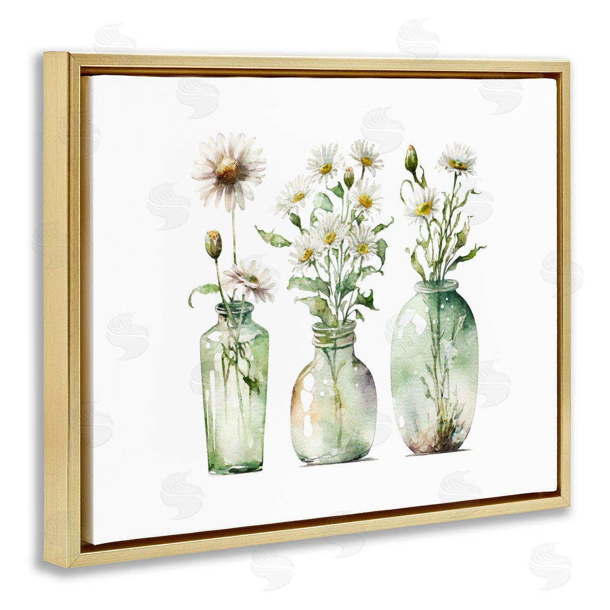 Delicate Glass Vases Gold Floating Frame Canvas Wall Art, Home Decor by Svetlana Aleynikova