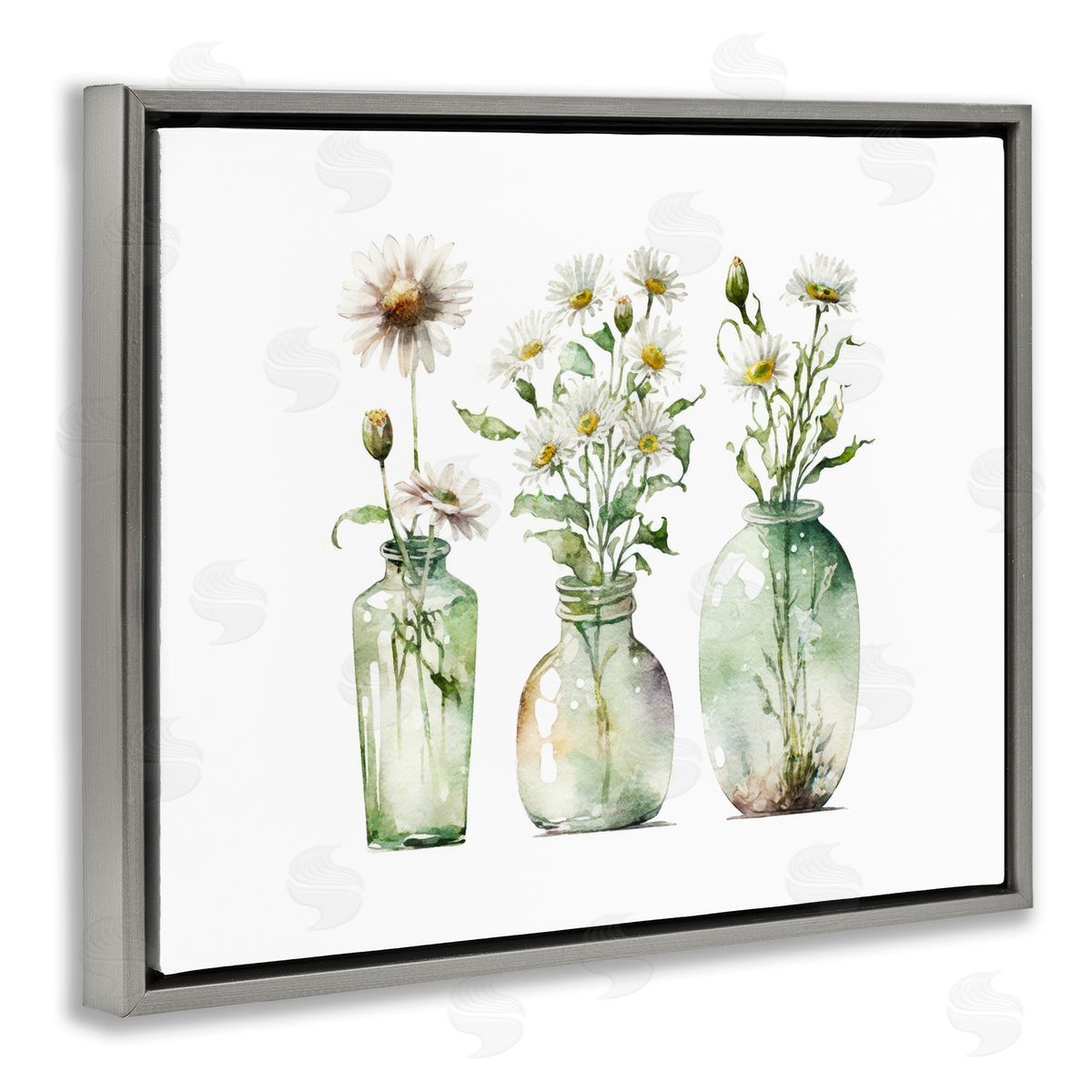 Delicate Glass Vases Grey Floating Frame Canvas Wall Art, Home Decor by Svetlana Aleynikova