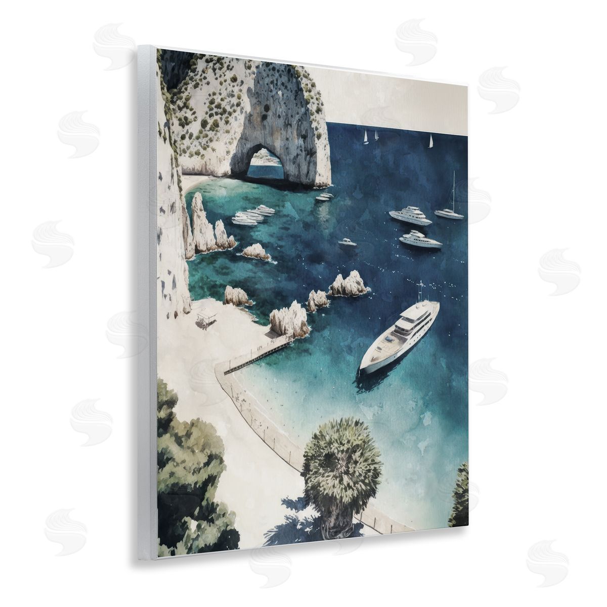 Rocky Coast Boats Wood Plaque Wall Art, Home Decor by Svetlana Aleynikova