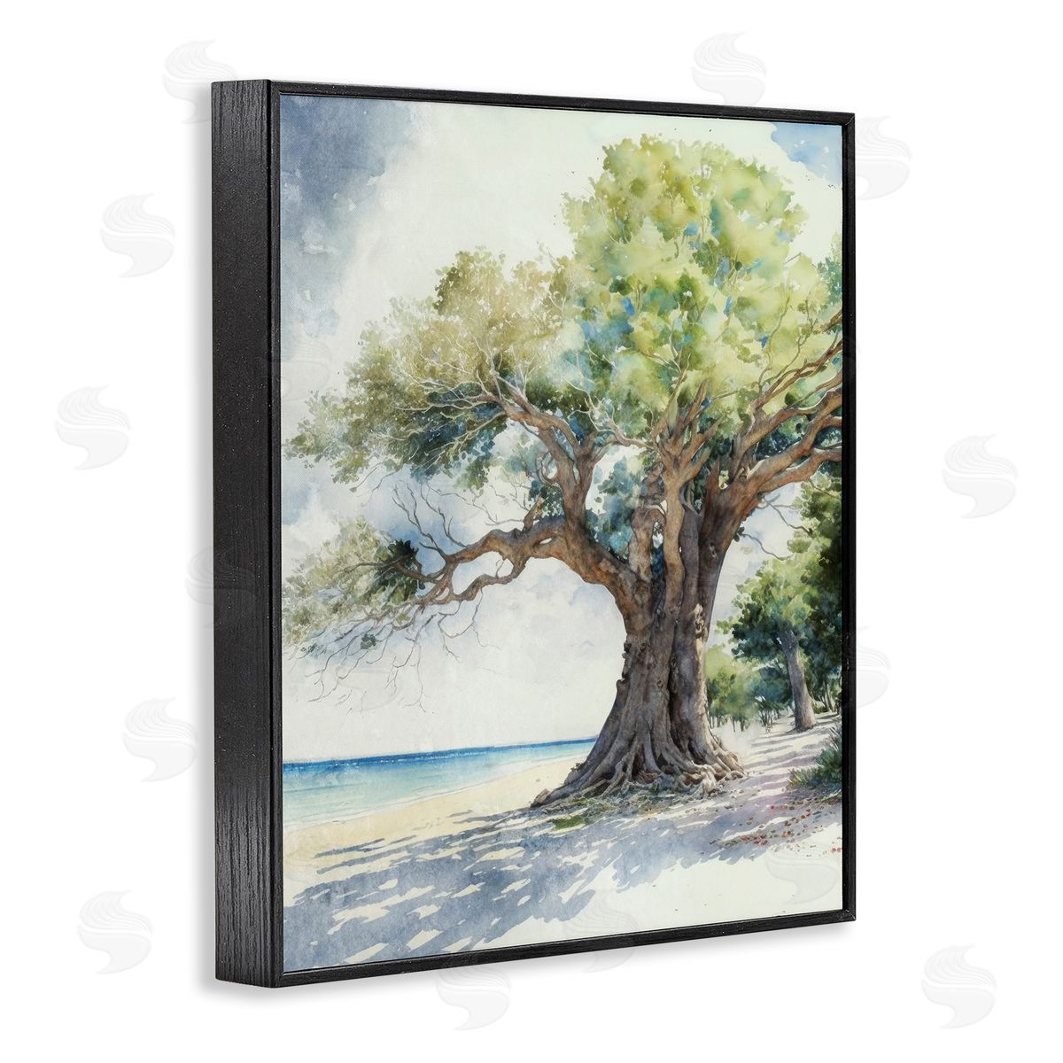Watercolor Tree on Shore Black Frame Print Wall Art, Home Decor by Svetlana Aleynikova