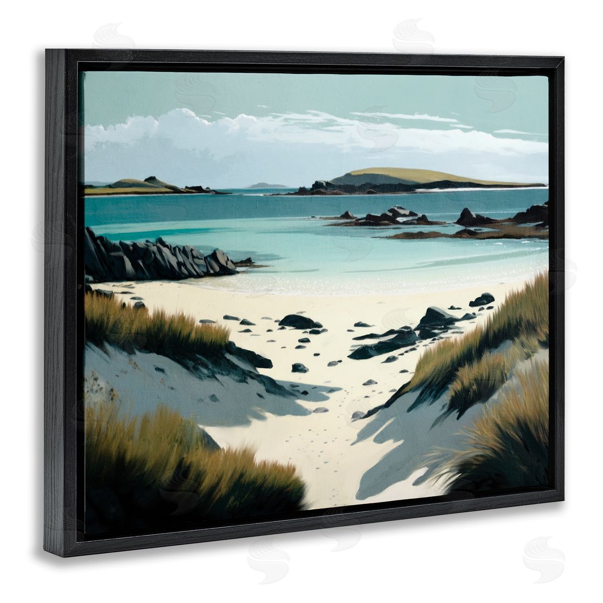 Wild Island Landscape Black Floating Frame Canvas Wall Art, Home Decor by Svetlana Aleynikova