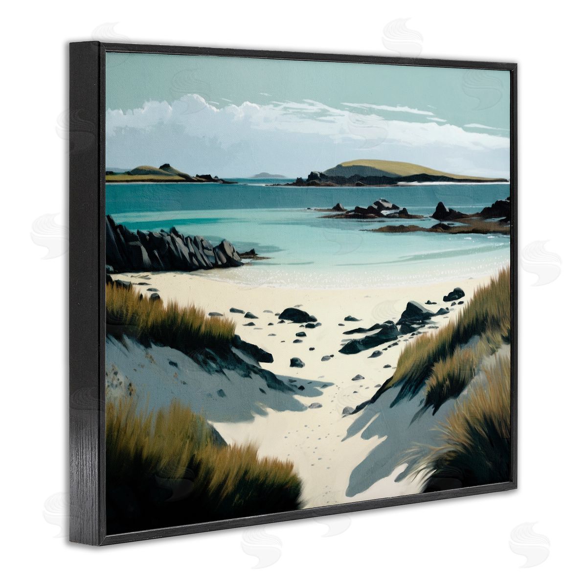 Wild Island Landscape Black Frame Print Wall Art, Home Decor by Svetlana Aleynikova