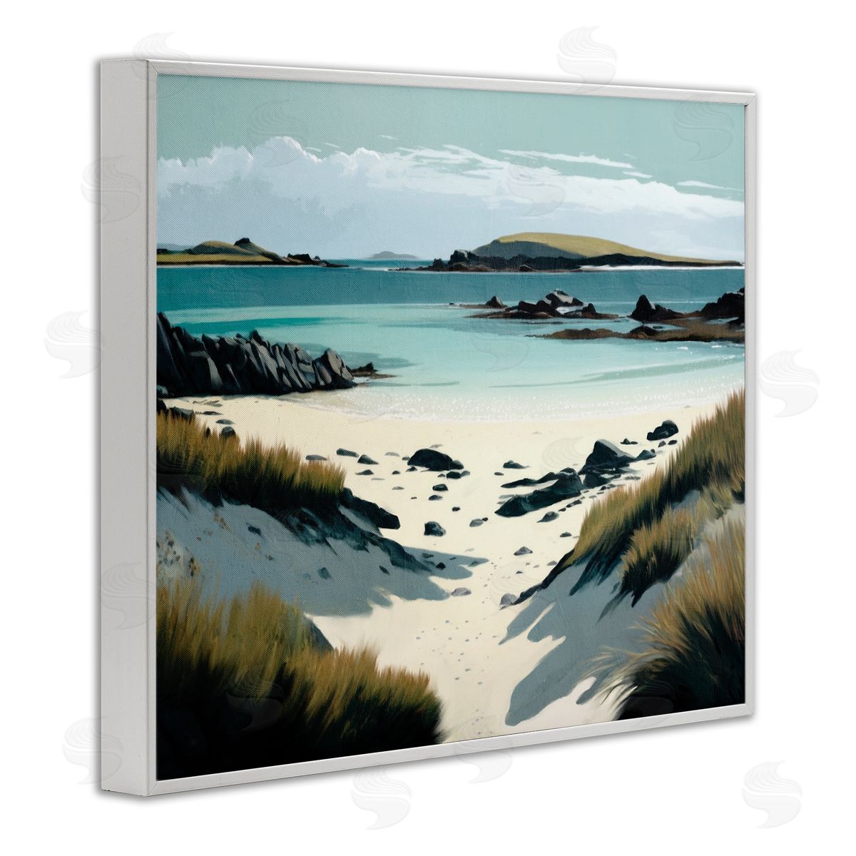 Wild Island Landscape White Frame Print Wall Art, Home Decor by Svetlana Aleynikova