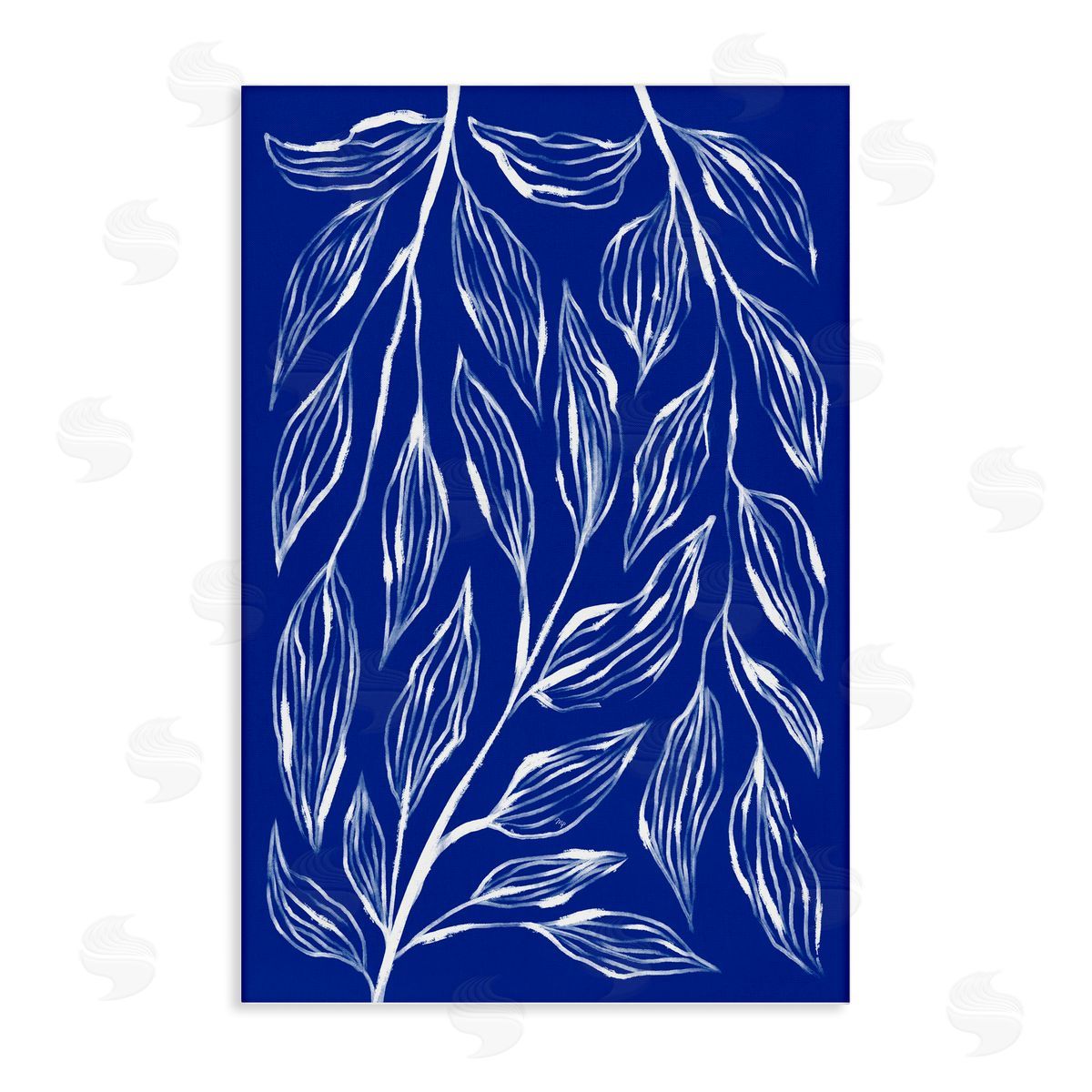 Blue Leaves & Grasses Canvas Wall Art, Home Decor by Martina Pavlova
