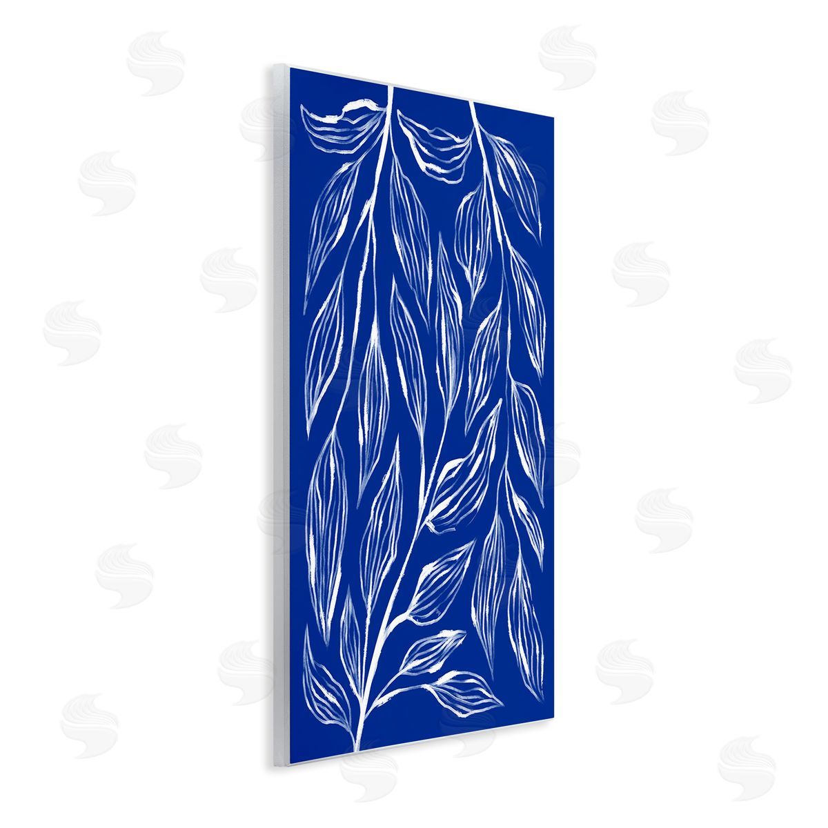 Blue Leaves & Grasses Wood Plaque Wall Art, Home Decor by Martina Pavlova