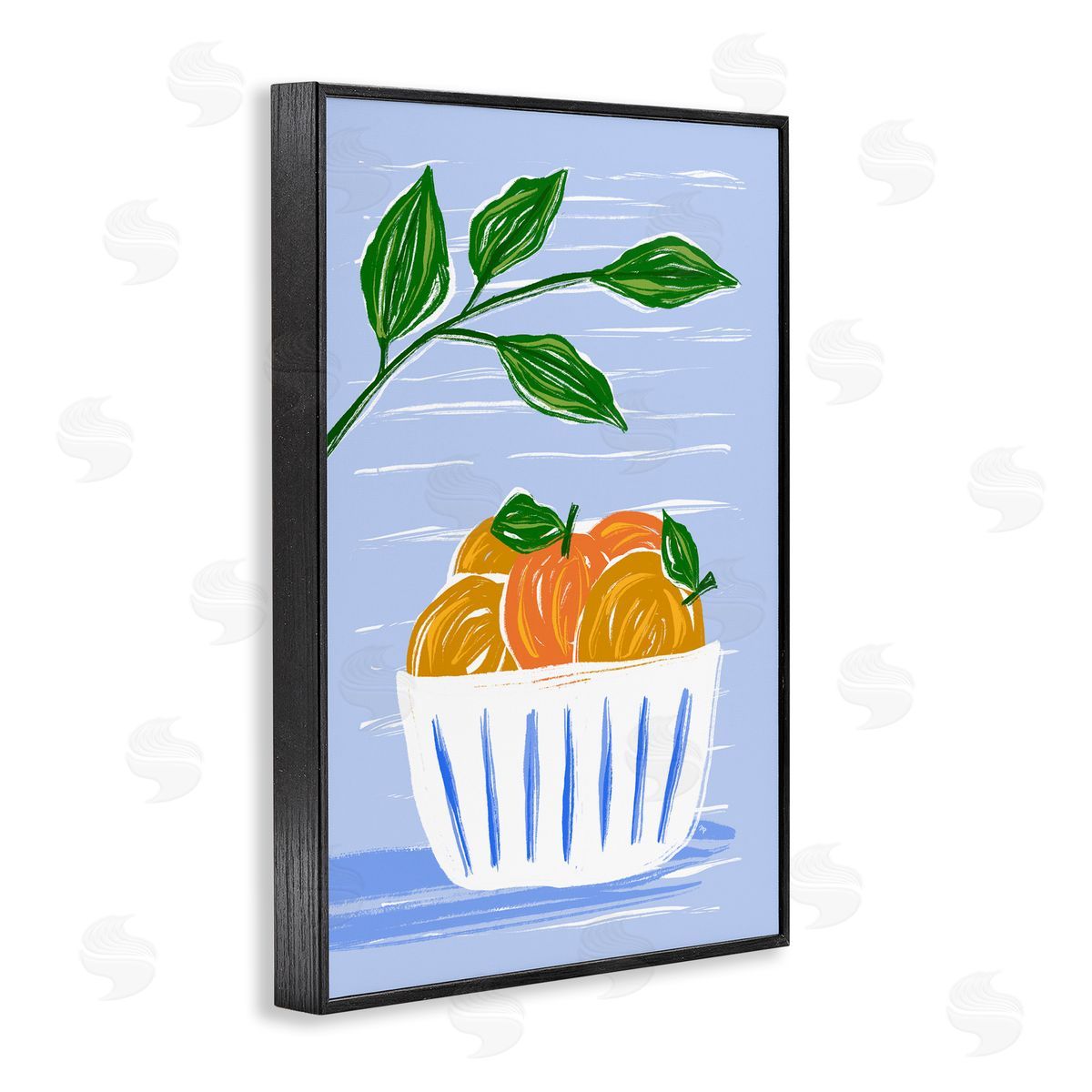 Bowl Of Oranges Black Frame Print Wall Art, Home Decor by Martina Pavlova