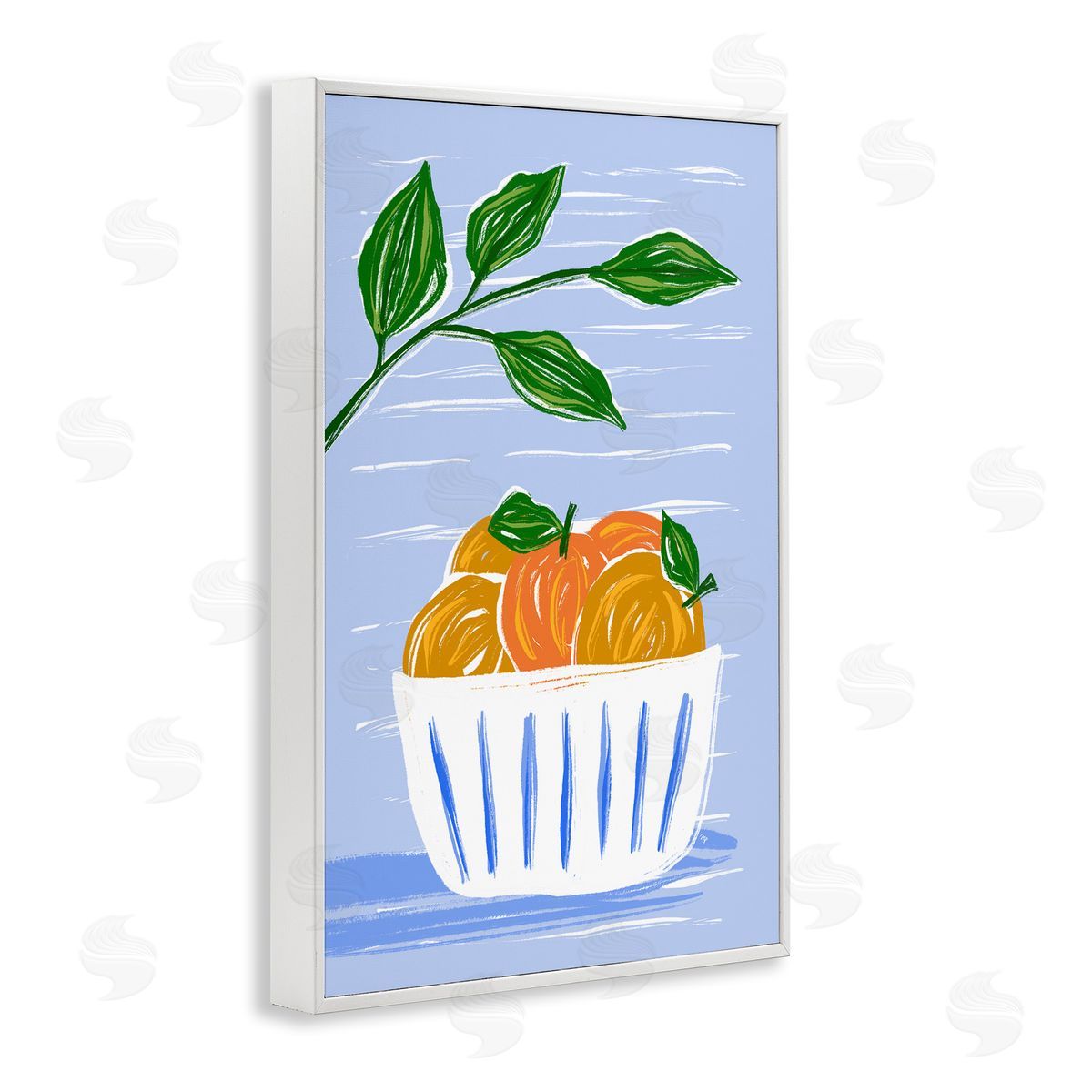 Bowl Of Oranges White Frame Print Wall Art, Home Decor by Martina Pavlova