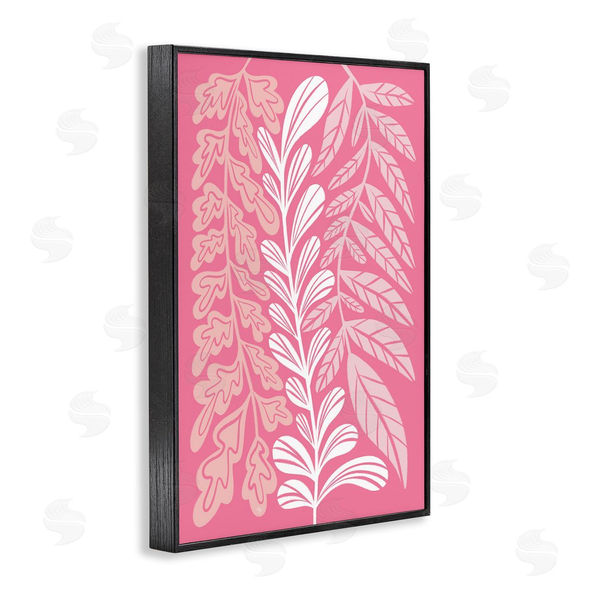 Peach Pink Long Plants Black Frame Print Wall Art, Home Decor by Martina Pavlova