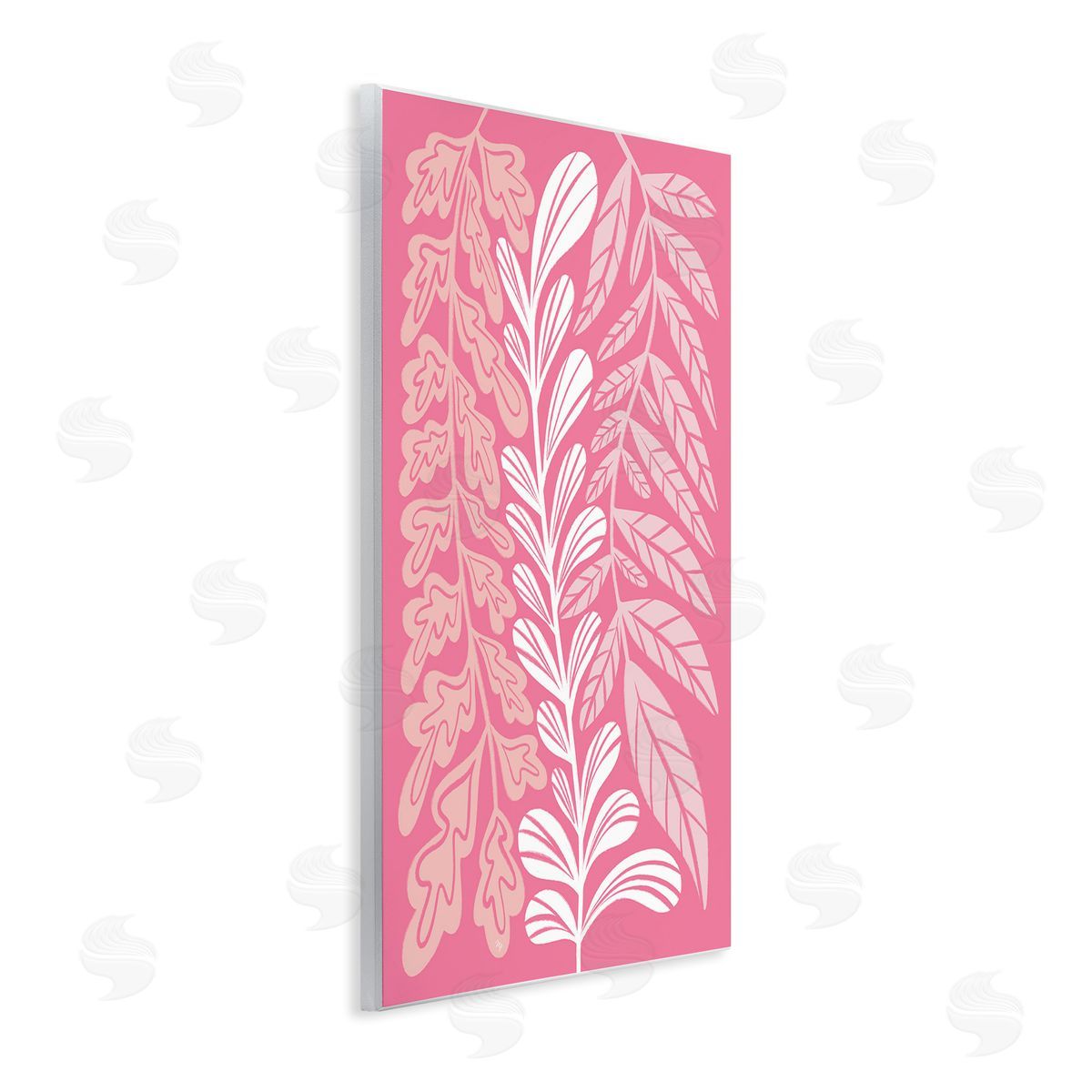 Peach Pink Long Plants Wood Plaque Wall Art, Home Decor by Martina Pavlova
