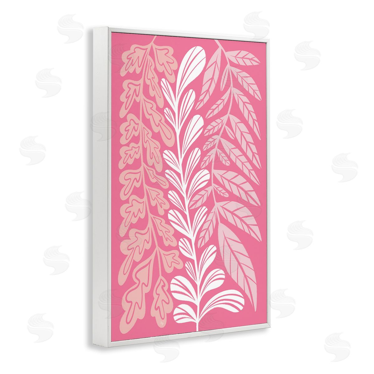 Peach Pink Long Plants White Frame Print Wall Art, Home Decor by Martina Pavlova