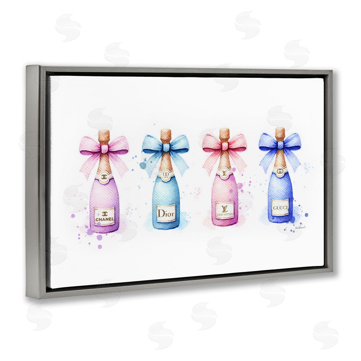 Pastel Glam Champagnes Grey Floating Frame Canvas Wall Art, Home Decor by Amanda Greenwood