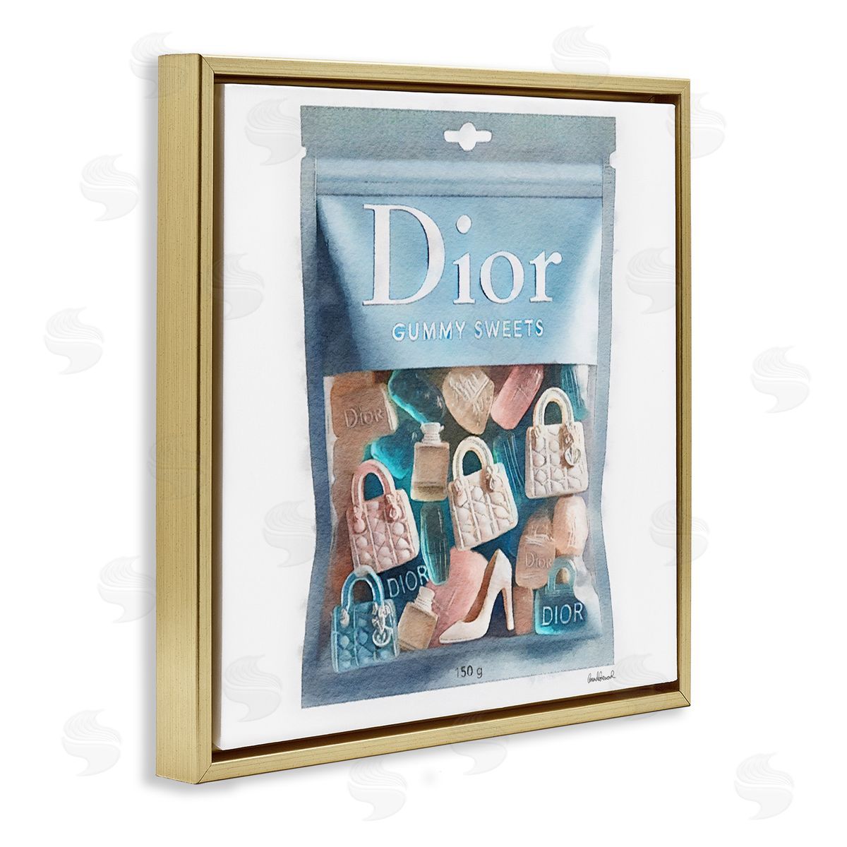 Glam Brand Gummy Fashion Gold Floating Frame Canvas Wall Art, Home Decor by Amanda Greenwood