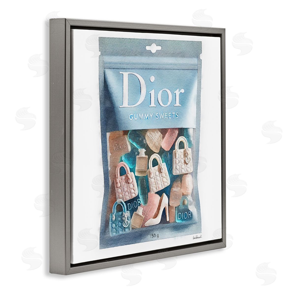 Glam Brand Gummy Fashion Grey Floating Frame Canvas Wall Art, Home Decor by Amanda Greenwood