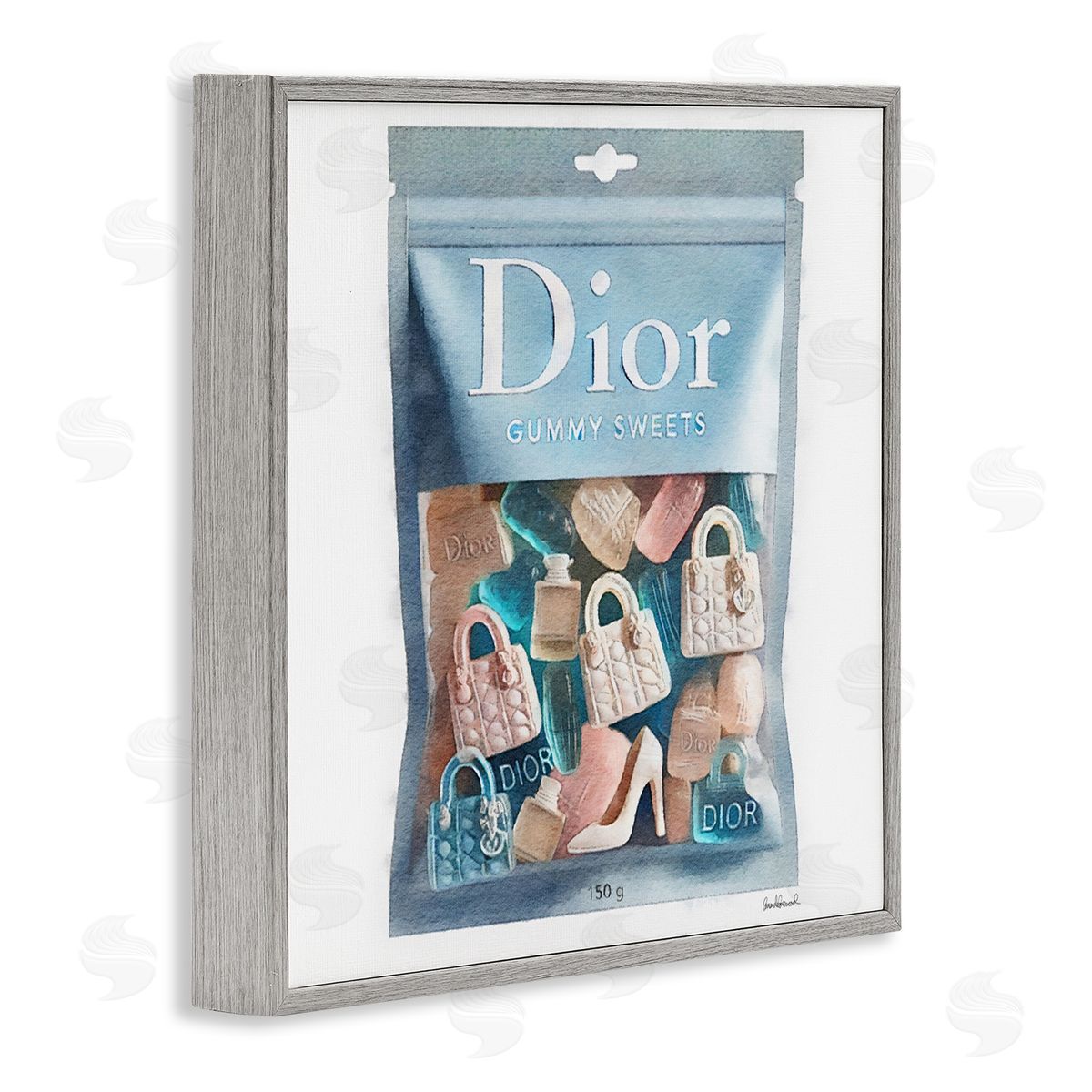 Glam Brand Gummy Fashion Grey Frame Print Wall Art, Home Decor by Amanda Greenwood