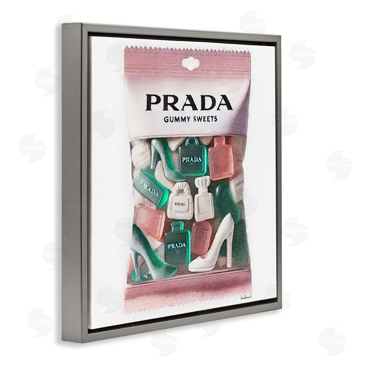 Fashion Brand Candies Grey Floating Frame Canvas Wall Art, Home Decor by Amanda Greenwood