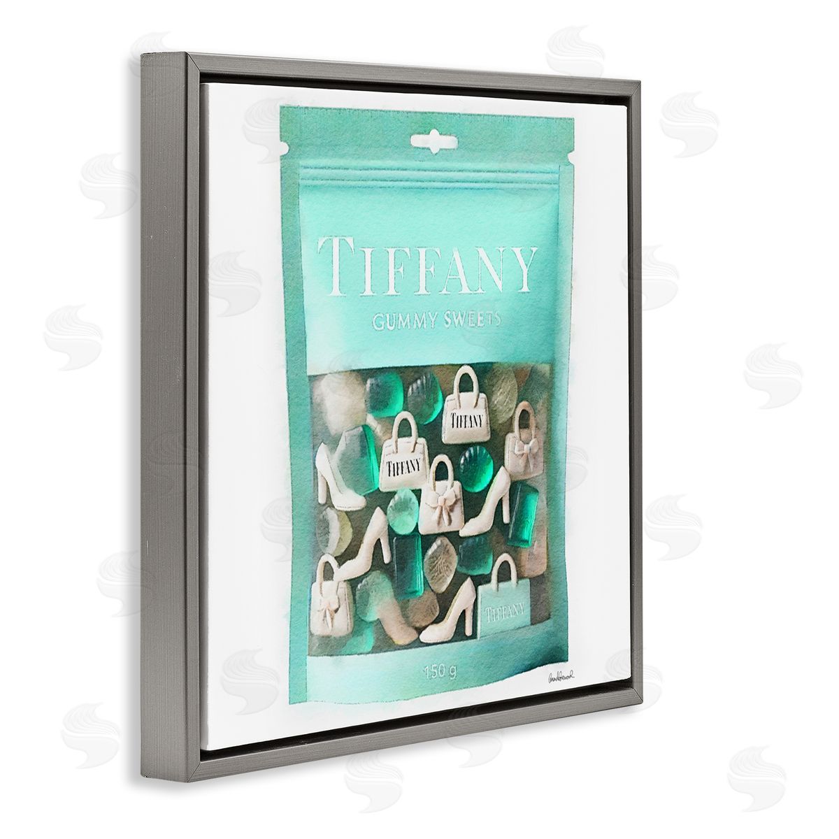 Chic Fashion Sweets Grey Floating Frame Canvas Wall Art, Home Decor by Amanda Greenwood