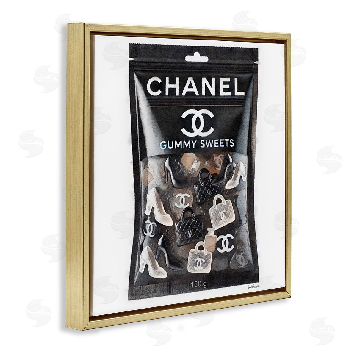 Chic Fashion Candy Gold Floating Frame Canvas Wall Art, Home Decor by Amanda Greenwood