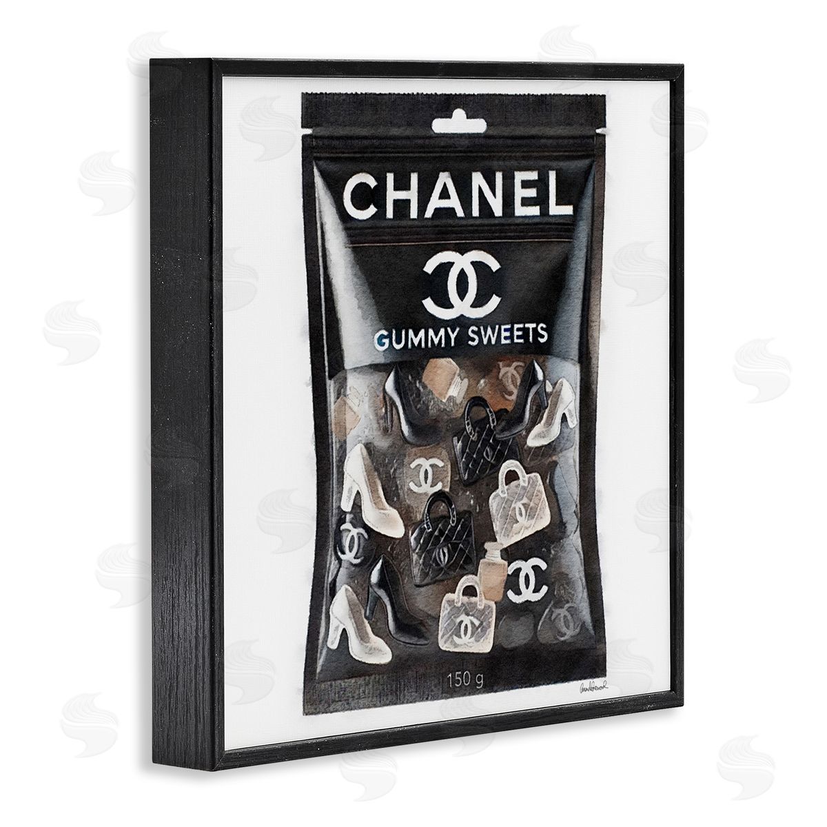 Chic Fashion Candy Black Frame Print Wall Art, Home Decor by Amanda Greenwood